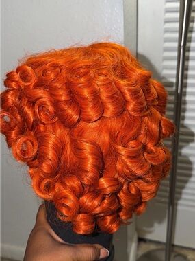 Vibrant Orange Curly Short Wig for Women